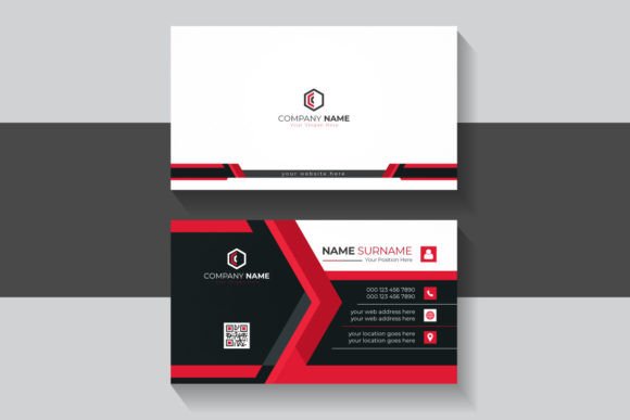Modern Business Card Template: Bold Black & Red Design